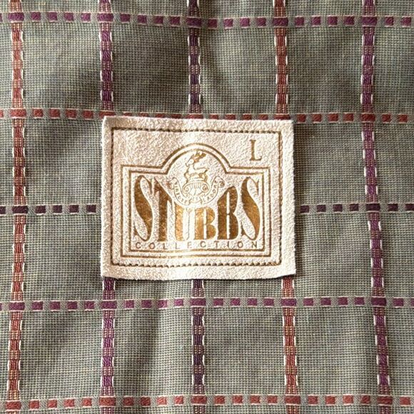 Men's Stubbs Collection Olive Check Long Sleeve Western Shirt Size L No Buttons - Picture 7 of 13